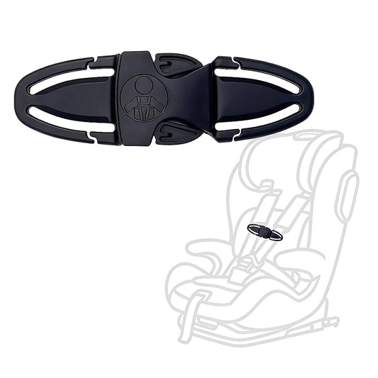 Anti Escape Car Seat Buckle Guard & Chest Harness Clip Lock - Child Safety Buckle Lock for Kids, Toddler, Stroller and Car Seat Belt (Style B, Black 1 Pack)