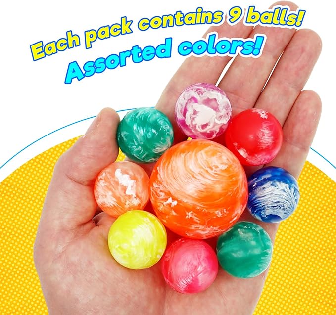 2CHILL Hi Bounce Small Bouncy Balls for Kids, Assorted Styles (2 Packs, 18 Balls Total) – 1-1.75 Inch Colorful Rubber Bouncy Balls for Bulk Party Favors & Goodie Bag Stuffers. 959-2s
