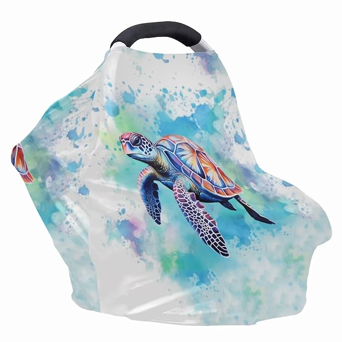 ZFRXIGN Turtle Nursing Covers for Breastfeeding and Car Seat Baby Car Seat Covers, Infant Stroller Cover, Carseat Canopy Carseat Cover Girls Hippie Tie Dye Blue