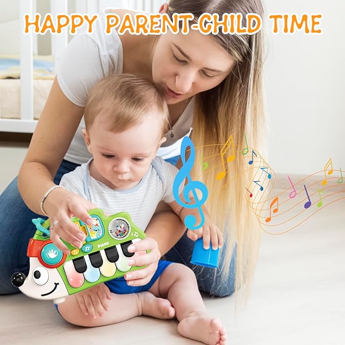 Baby Musical Toys for 1 Year Old Boy Girl, Light Up Music Developmental Learning Toy for Toddlers , Tummy Time Toy12 - 18 Months, Baby Birthday Gift (Hedgehog)