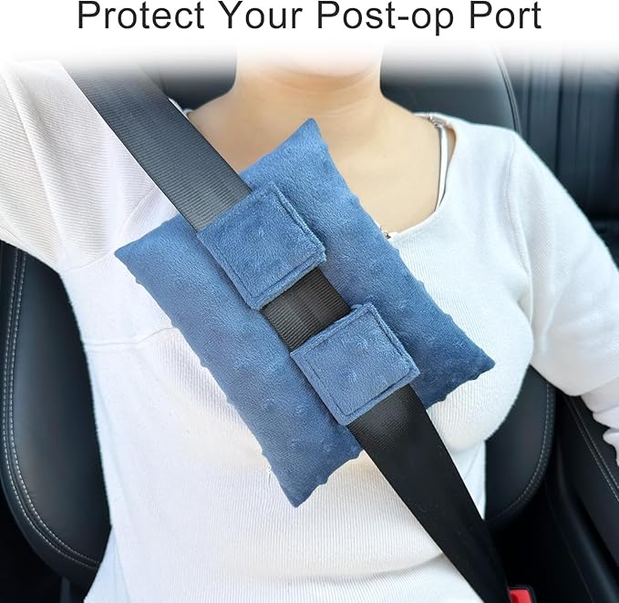 Little Port Pillow Heart Surgery Pillows for Chemo Port After Open Heart Surgery Recovery Gifts Bypass Pacemaker Must Haves Protector Cushion Minky Dot Denim Blue