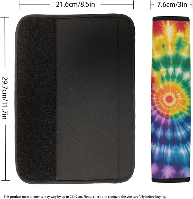 Rainbow Tie Dye Car Seat Belt Cover 2 Pack Seatbelt Shoulder Strap Covers Soft Car Seat Belt Pad Cushion Shoulder Pads for Kids Car Interior Accessories Universal Car Seat Belt Pads Cover