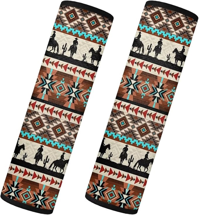 Navajo Car Seat Shoulder Strap Pads 2 Pieces Cowboy Shoulder Protectors Cactus Car Auto Accessories Universal Seat Belt Covers Cushion Suitable for Car Seat Belt Backpack Shoulder Bag