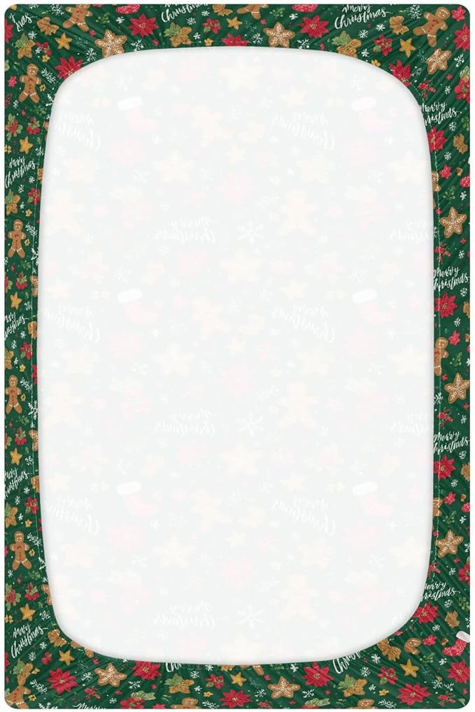 Baby Crib Sheet Green Christmas Crib Mattress for Boys and Girls Playard Sheet Soft Breathable Fitted Baby Mattress Cover 52x28in