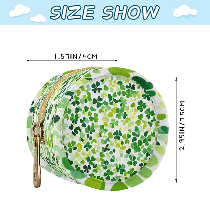 Pacifier Holder with Clip Pacifier Case for Diaper Bag Round Baby Pacifier Pouch Box Bag Portable Bright Green Clover St. Patrick