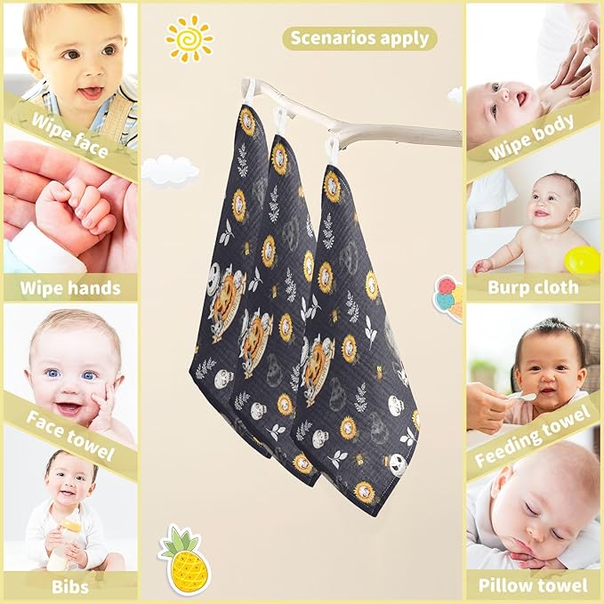 vvfelixl Halloween Skulls Horror Monsters Baby Burp Cloths Baby Muslin Washcloths for Boys Girls Cotton Baby Face Towel for Newborn Infants Soft and Absorbent 11.8 X 11.8 in, 5 Pack Black