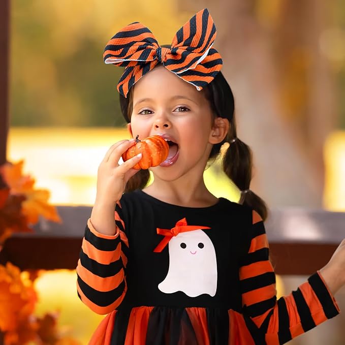 Halloween Baby Girl Bows Elastic Nylon Halloween Hairbands Headbands with Bows for Newborn Hair Accessories 2 PCS