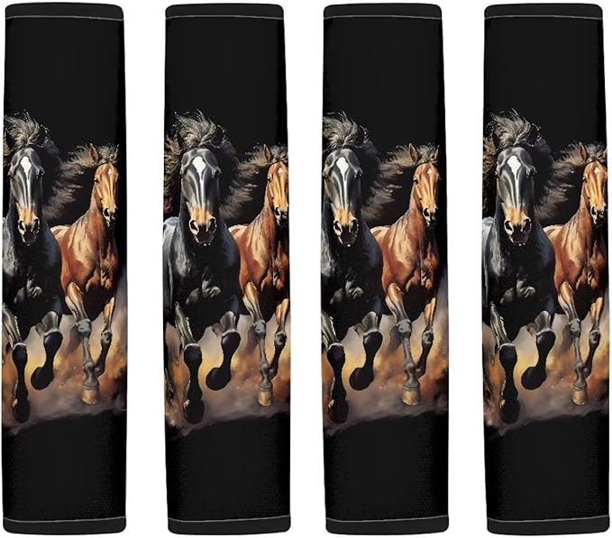 FOR U DESIGNS Horse Seat Belt Cover Pad for Adults 2 Pack Shoulder Strap Black Car Seat Strap Cover Universal Fit for SUV Sedan Truck