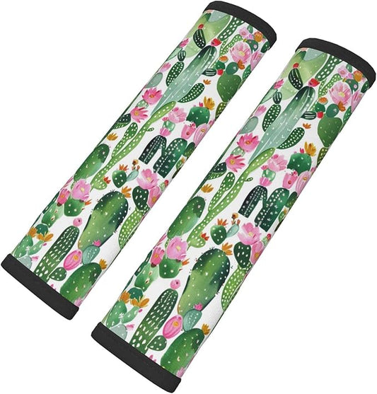 Cactus Watercolor Tropical Plant Summer Print Seatbelt Pads Fits Cars Trucks SUV Sedans Sweat Absorption Car Seatbelt Strap Cover, Auto Interior Accessories Protector