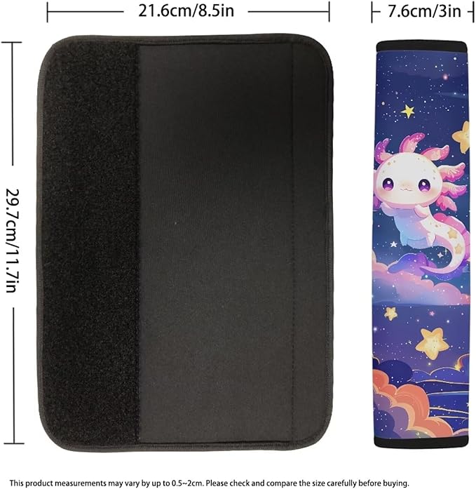 AFPANQZ Galaxy Axolotl Car Seat Belt Pads Covers Harness Vehicle for Adults Kids 1 Pair/Set Safety Seatbelt Cushion Pads Kit Shoulder Straps Pads for Bags