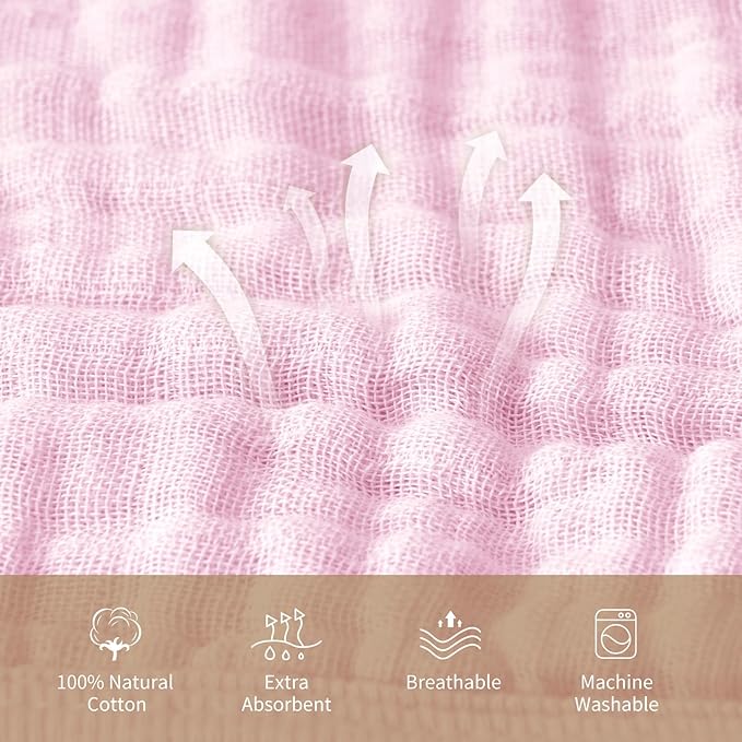 david's kids 2 Pack Hooded Baby Towels, 100% Muslin Cotton 6-Layer Ultra Soft Breathable Absorbent Baby Bath Towels for Infant and Toddler, Newborn Essentials, Large 32x32Inch, Floral