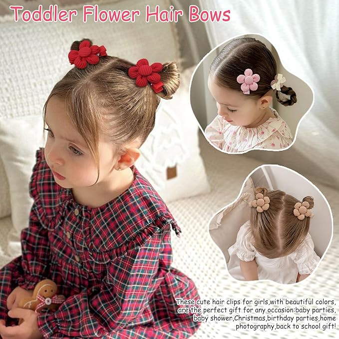 24Pcs Baby Girl Hair Clips Set, Sunflower Hair Bows Barrettes Handmade Accessories Wrapped Alligator Clip for Babies Infant Toddlers Kids in Pairs