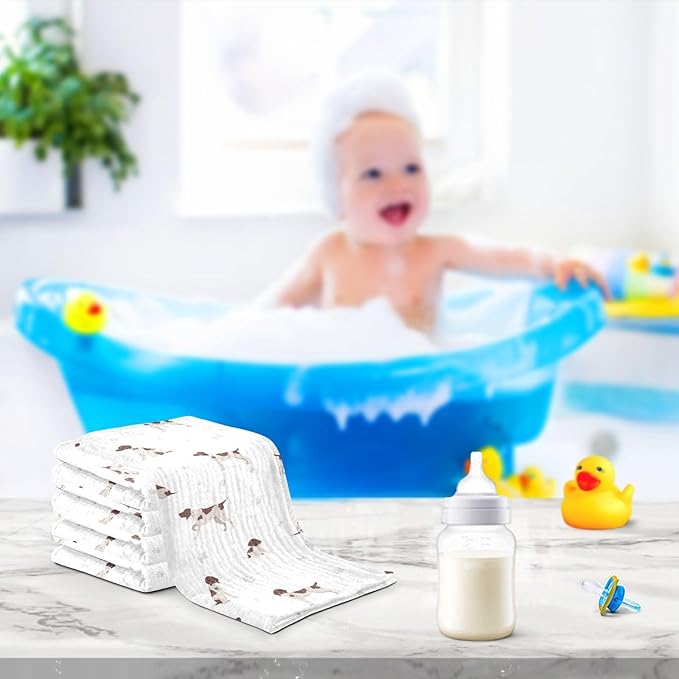 vvfelixl Baby Cotton Washcloths German Shorthaired Pointer Infants Bath Towel for Unisex Puppy Face Towels for Newborn, Natural Baby Wipes Delicate Skin, 11.8 X 11.8 inch, one sizex3