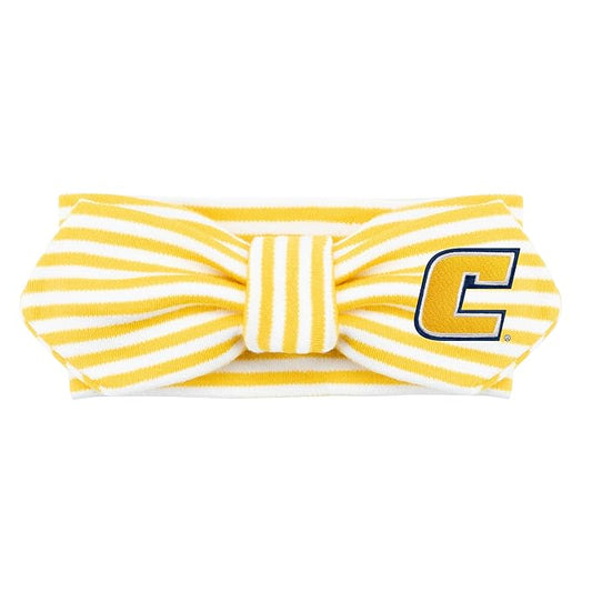 Creative Knitwear UTC Mocs Tennessee Chattanooga Infant Girls Gold/White Striped Hair Knot Headband Embroidered Logo - Size Newborn - 4T