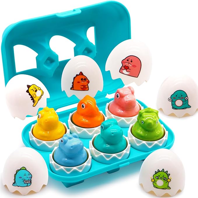 WEEJOYGAM Dinosaur Easter Eggs Toys for Toddlers 1-3, Dino Matching Eggs Easter Basket Stuffers, Montessori Toys for 1 2 3 Year Old Toddler Baby Boy Girl Birthday Easter Gifts Fine Motor Skill Puzzles