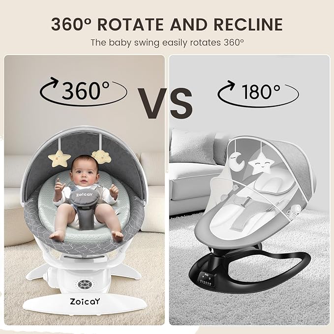 3-in-1 Baby Swing for Infants, Infant Swing with 5 Speeds & 3 Swing Modes, 12 Lullabies, Electric Swing for Baby, Indoor & Outdoor Use, Up to 25 lbs, Gray