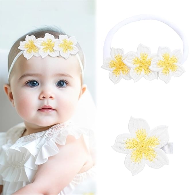 White Hair Clip Headband Hairpin Hawaiian Flower Hairpin Barrette Hair Accessories for baby Girls.(FJ89) (Type A)