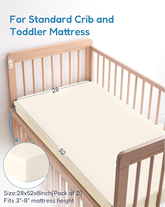 Pack and Play Sheets Fitted 2 Pack, 38x26 Graco Pack n Play Sheets for Playard & Travel Crib Mattress, Ultra Soft Jersey Knit, Breathable Stretchy Deep Pocket, Compatible with Mini Cribs