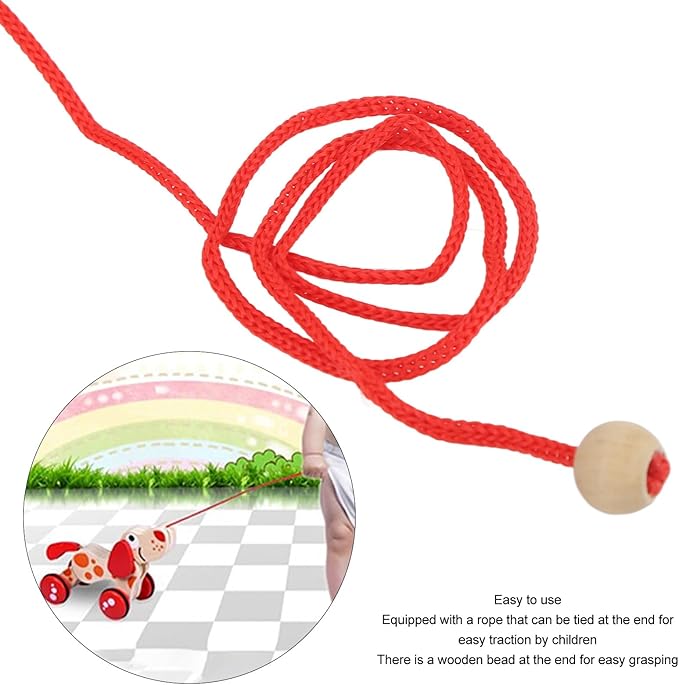 Push Pull Toy Puppy, Wooden Puppy Walk Along Toy Pine Push Pull for Toddlers Sturdy Balance, Wooden Hound Dog Walk A Long Puppy Wooden Pull Toy for Walking Toddlers (Type 1)