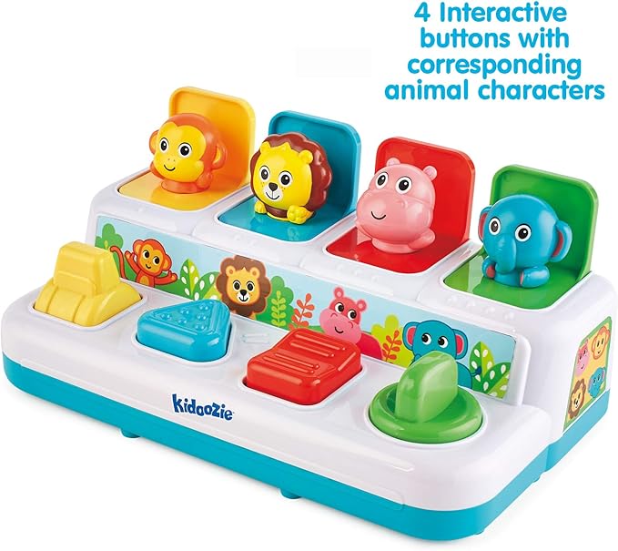 Kidoozie Pop ‘n Play Animal Friends, Pop Up Activity Toy for Learning Colors, Numbers, Animal Names and Sounds; Suitable for Toddlers Ages 12 Months and Older, Small