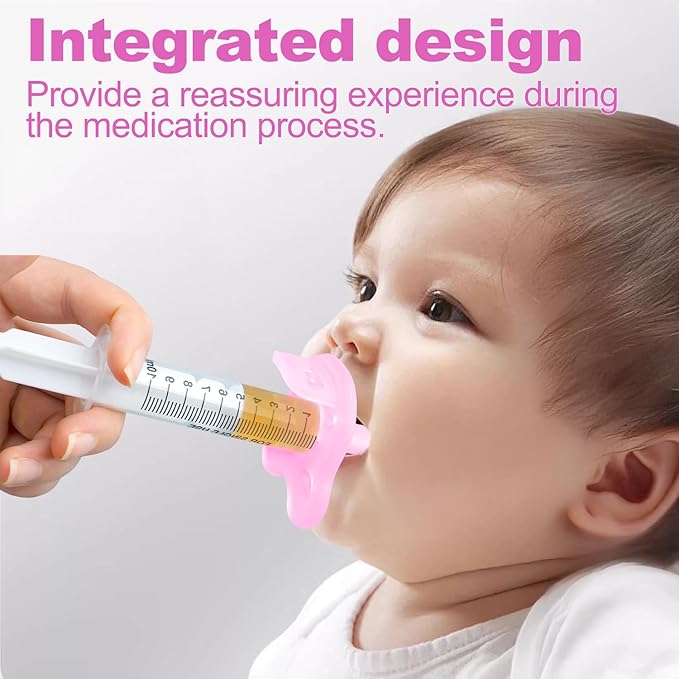 Baby Medicine Dispenser, Baby Medicine Syringe, 0 Months and up Baby Pacifiers, 100% Silicone Pacifiers, BPA-Free (Pink, Model 2)