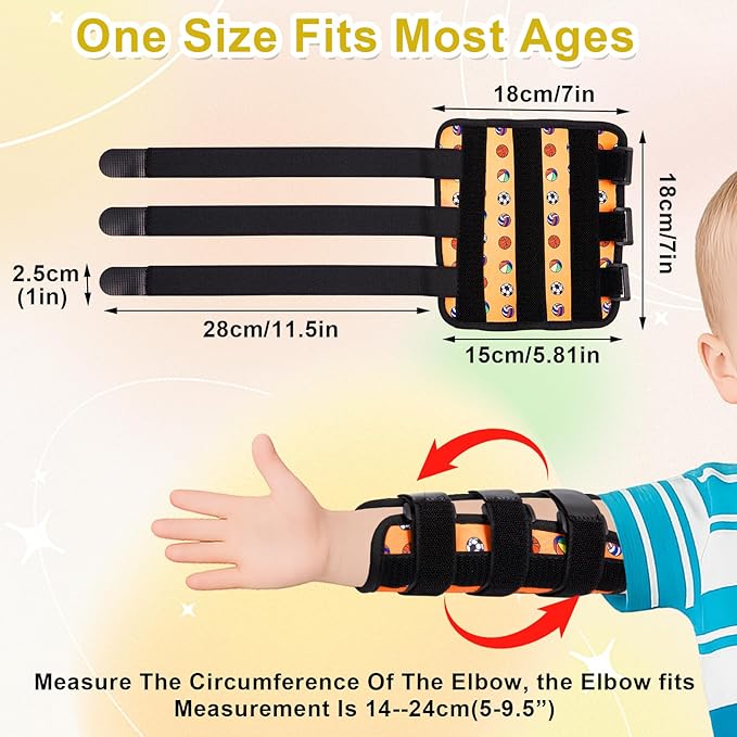 JFHNMLW 2 Pcs Thumb Sucking Deterrent, Yellow Ball Sports Elbow Thumb Guard for Thumb Sucking, Nail Biting Treatment for Kids Prevention Anti Nose Picking for Boys Girls Finger Sucking Prevention