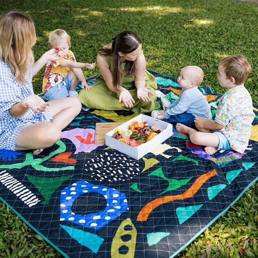 Rudie Nudie Jumbo Picnic Rug, Large Picnic Mat, 6'7" x 6'7", Outdoor Waterproof Picnic Blanket Beach Mat, Foldable & Waterproof, Picnic Blankets Ideal for Beach & Park, Outdoor Blanket, Rock Candy