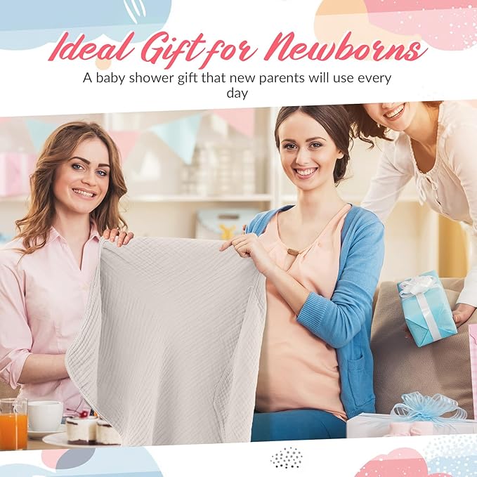 Hahafelt 6 Pcs Muslin Hooded Bath Towels Washcloths and Bibs Set, Muslin Cotton Baby Towels Absorbent Hooded Blanket Towel Infant Bibs for Boys Girls Newborn Infant Essentials(Light Green,Light Gray)