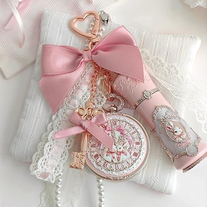 Flower Knows Bunny Garden Lip Balm Bag Charm,Hydrating & Softening Lip Care with Nourishing Oils & Long-Lasting Moisture,Non-Sticky Shine,Vegan Skincare,Lip Keychain Cap,Cute for Gift(02 Creamy White)