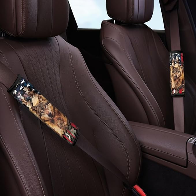 AFPANQZ Wolf Branch Car Seat Belt Pads Covers Harness Vehicle for Adults Kids 1 Pair/Set Safety Seatbelt Cushion Pads Kit Shoulder Straps Pads for Bags