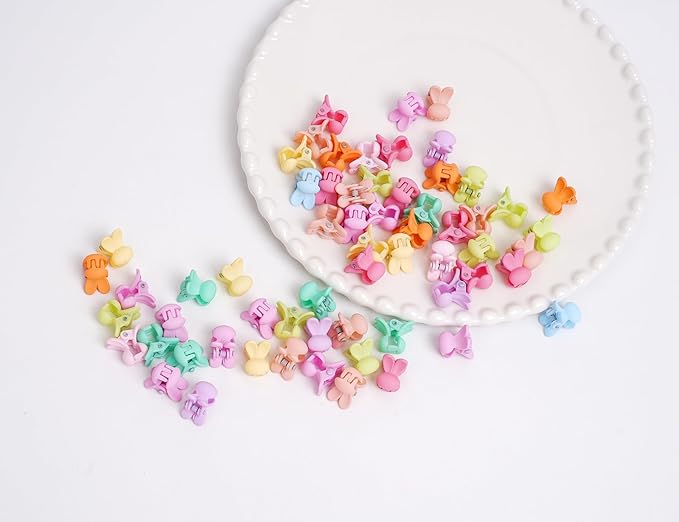 50 Pcs Colorful Mini Hair Claw Small Hair Clips Clamps Hair Accessories for Baby Girl Decorative Bun Tiny Hair Clips (Set-D)