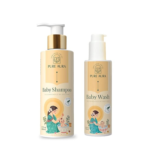 Baby's Bath Time Besties, Ayurvedic Baby Shampoo and Moisturizing Baby Wash, Gentle Nourishing Cleansing Combo for Soft Healthy Skin