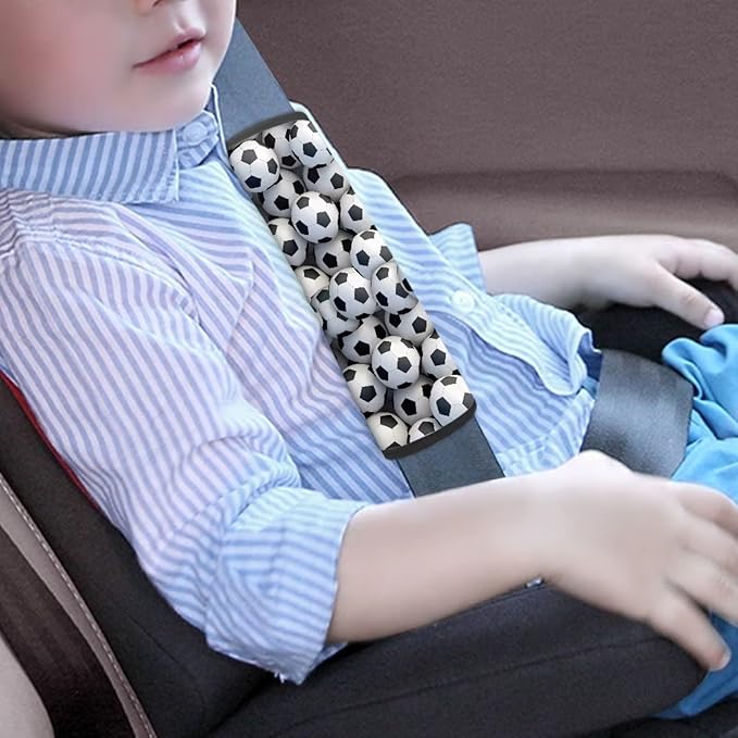 AFPANQZ Football Pattern Car Seat Belt Pads Covers Set for Kids Boys Soft Safety Seatbelt Pad Cushion Shoulder Stripe Padfor Children Car Seats Accessories Decor 2 Pieces Set