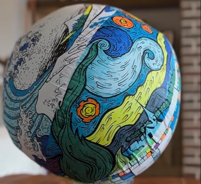 Ollyball STEM Indoor Play Ball for Kids – Color-Your-Own Inflatable Art Ball with Learning Activities, Lightweight & Durable for Indoor Fun, Ages 4–8