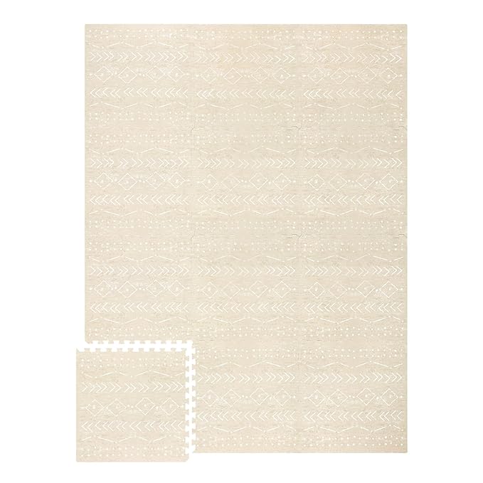 Lillefolk Baby Play Mat for Floor – 6x8ft Beige | Soft Non Toxic Premium EVA Foam Tiles for Tummy Time, Crawling & Playroom – Waterproof Interlocking Floor Mat for Babies & Toddlers (12 Tiles)