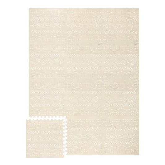 Lillefolk Baby Play Mat for Floor – 6x8ft Beige | Soft Non Toxic Premium EVA Foam Tiles for Tummy Time, Crawling & Playroom – Waterproof Interlocking Floor Mat for Babies & Toddlers (12 Tiles)