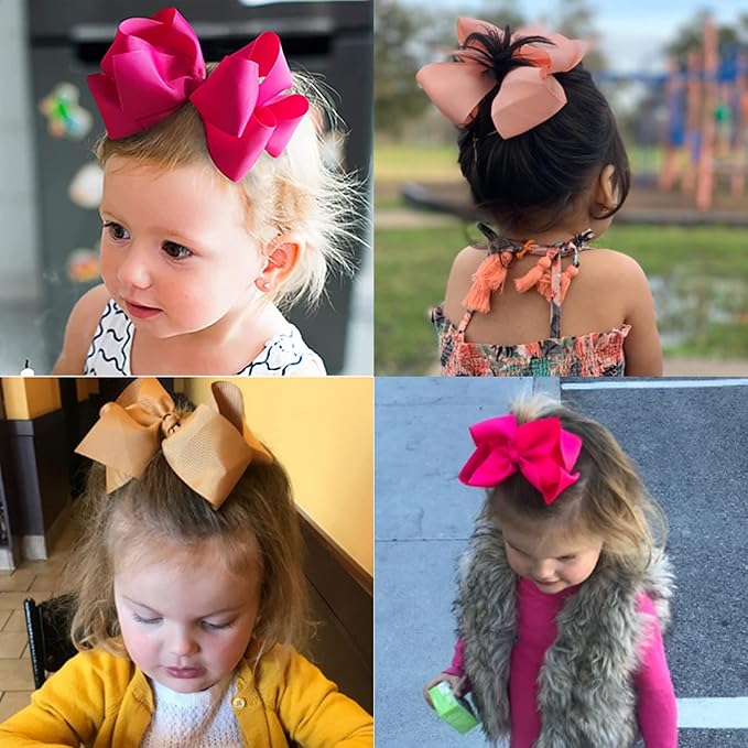 50pcs 6 Inches Large Hair Bows Alligator Clips Grosgrain Ribbon Hair Barrettes Accessories for Toddlers Teens School Girls