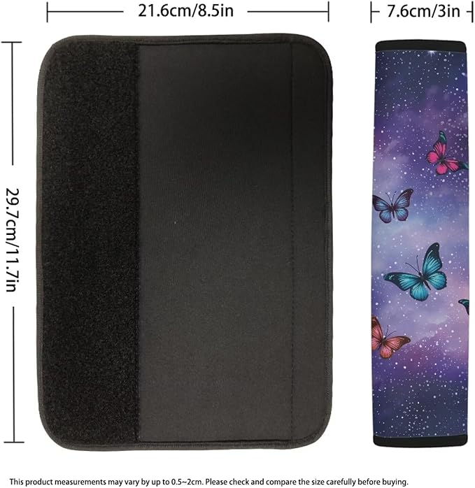 AFPANQZ 2PCS Car Seat Belt Cover Pads Cushion Galaxy Butterflies Safety Seatbelt Pad Head and Neck Support Adjustable Driver Shoulder Protection Luggage Bag Strap Pad