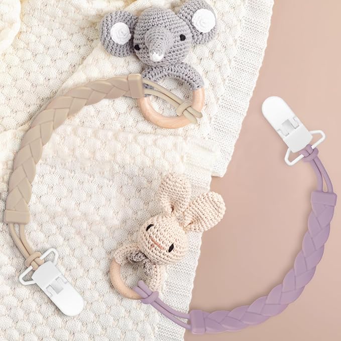 Pacifier Clips, 6-Pack Silicone Pacifier Holder Clip with Stylish Round Design, 100% Food Grade Silicone, Safe Essentials for Newborns Baby Boys and Girls