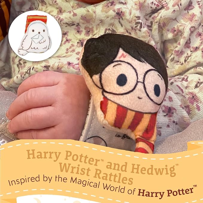Kids Preferred Harry Potter Hedwig Baby Infant Wrist Rattles with Hedwig Plush Rattle - Soft Baby Wrist Rattles Encourage Leaning Development Newborn to 12 Months Boys and Girls