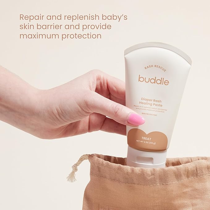 Buddle Rash Rescue & Paddle Pal Kit, 40% Zinc Oxide Ointment with Silicone Spatula Applicator to Protect Baby Bottom, 4 oz