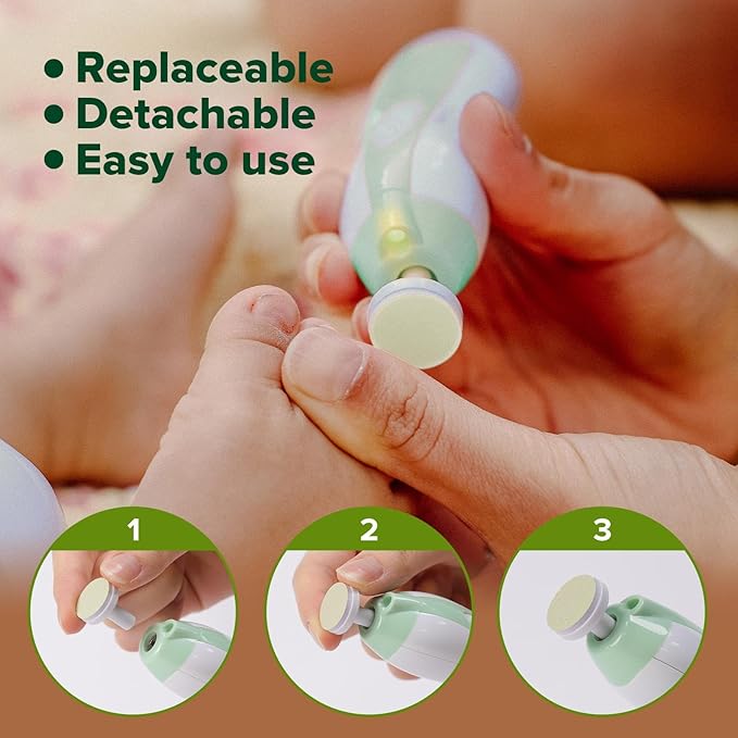 haakaa Electric Nail Trimmer Replacement Pads Baby Nail Trimmer Heads Compatible with All haakaa Nail Trimmers, Suitable for 0-3 Months, Oatmeal