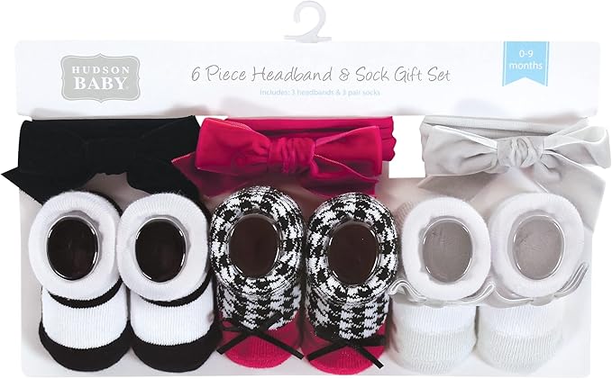 Hudson Baby Girl's Headband and Socks Giftset