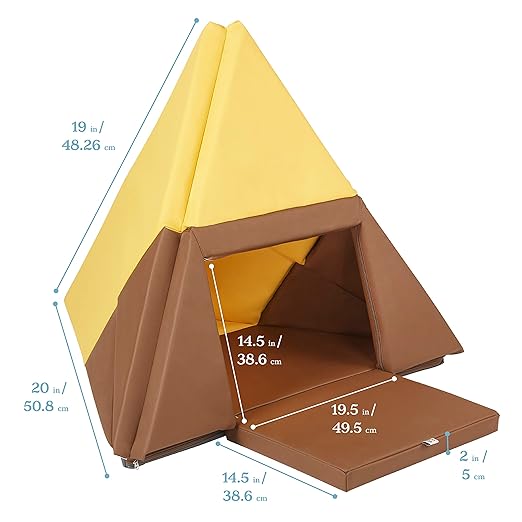 ECR4Kids SoftZone Camp, Canoe and Tumble Too, Folding Playmat, Chocolate/Yellow