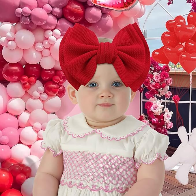 YanJie 2PCS 7'' Baby Hair Bows Headbands for Newborn Infant Toddler Girls Handmade Hair Accessories with Big Bow Kids Outfits