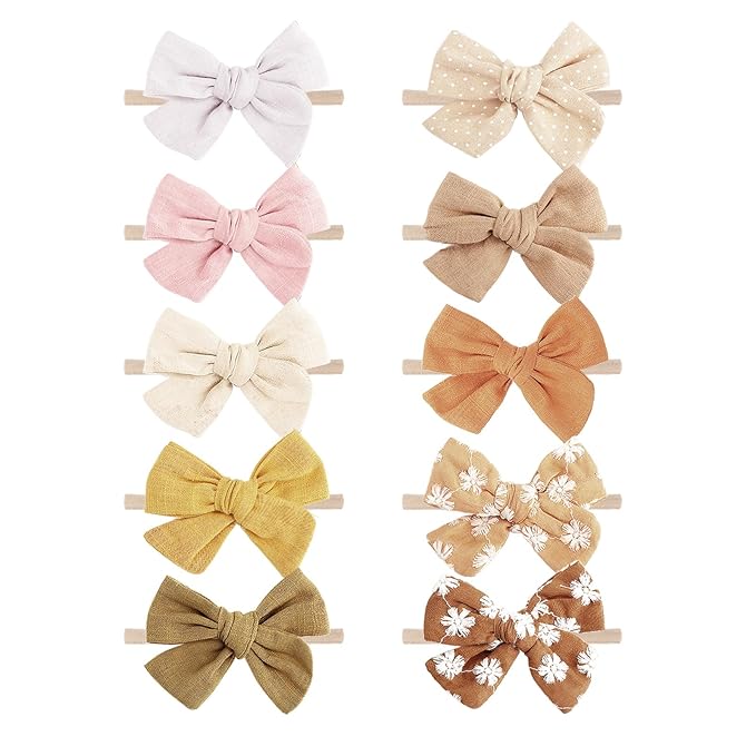 AQOKKA Baby Girl Headbands with Bows Soft Nylon Newborn Toddler Hairbands Handmade Baby Hair Accessories for Infant Girls Kids