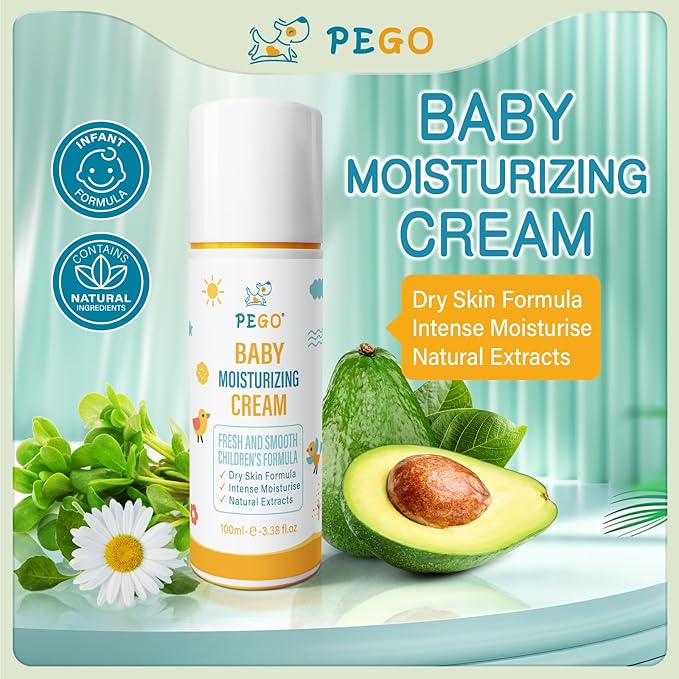 PEGO Baby Moisturizing Face Cream,with Shea Butter,Chamomile,Baby Daily Cream,Body Lotion,Moisturizes Sensitive Skin,Lightweight & Non-Greasy,For Newborn, Infants,Kids and More100ml/3.38oz