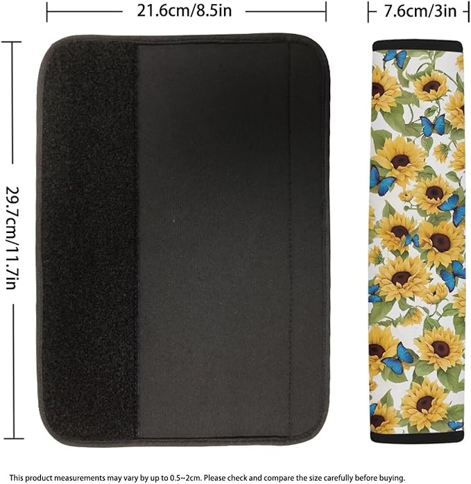 AFPANQZ 1 Pair/Set Butterfly Sunflower Safety Seatbelt Cover Car Auto Seat Belt Pads Covers Comfortable Driving Car Seats Accessories Backpack Bags Strap Pads Cushion