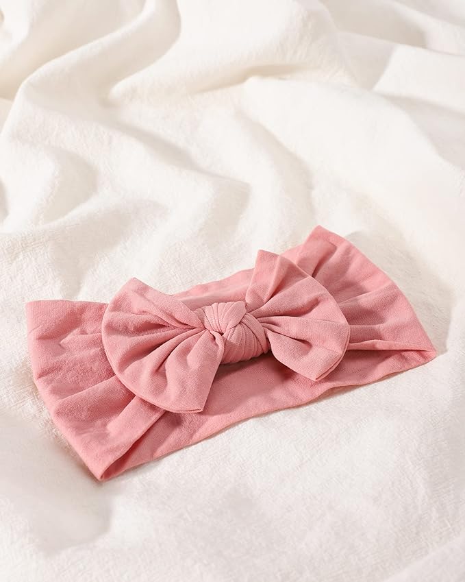 jollybows 3PCS Baby Nylon Headbands Hairbands Hair Bow Elastics for Baby Girls Newborn Infant Toddlers Kids (1-Black+White+Pink, 1 Count (Pack of 3))