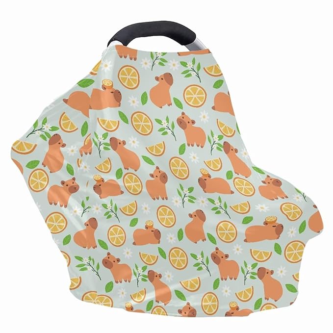 AFPANQZ Orange Capybara Breastfeeding Nursing Cover Carseat Canopy for Babies Infant Newborn Stroller Cover Breastfeeding Scarf Baby Shower s for Boys and Girls
